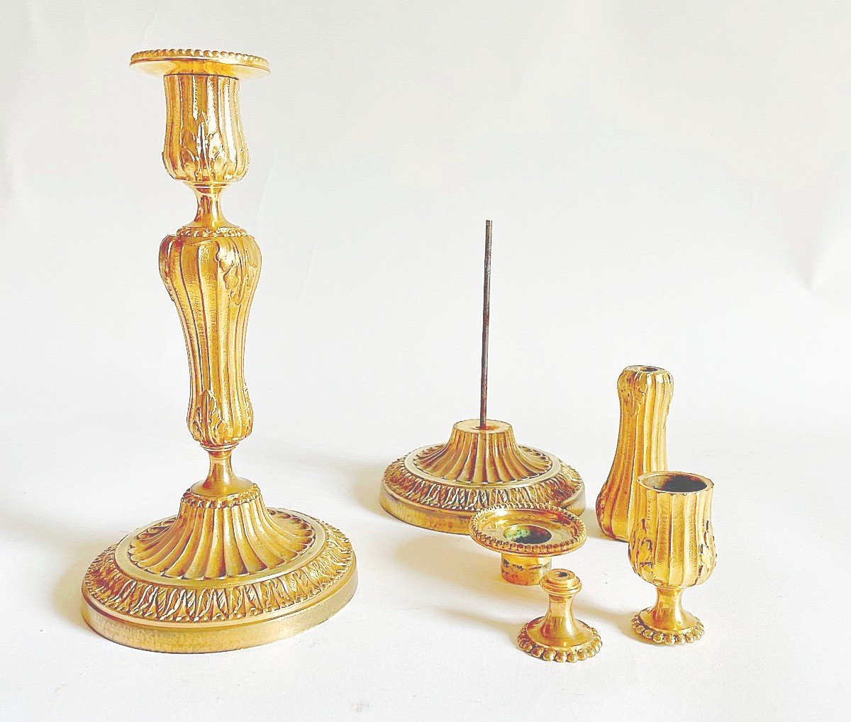 Bougeoirs Louis XVI  Vers 1780   H. 23 Cm, D. 12 Cm -photo-4