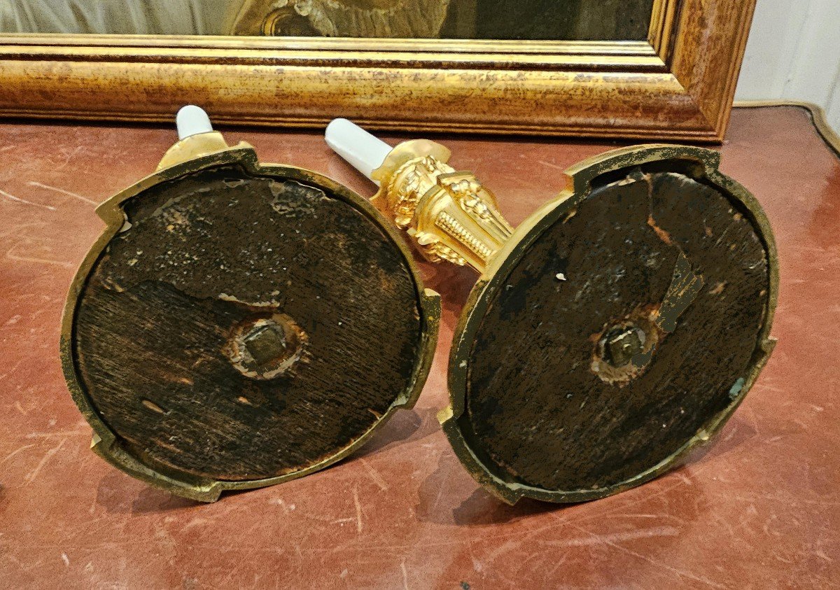 Bougeoirs Louis XVI Fin Du 18e S.   H. 20,5 Cm -photo-3