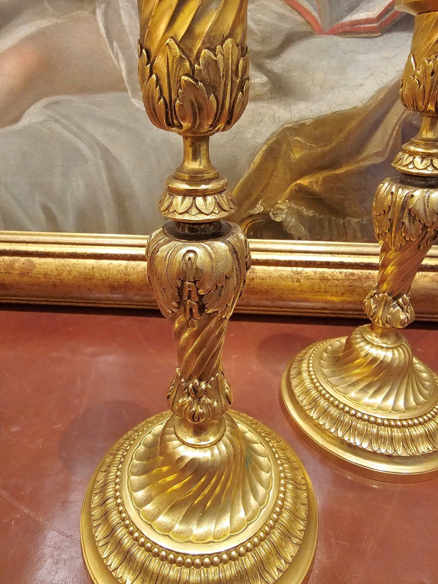 Regency Candlesticks Around 1720 H. 21 Cm -photo-4