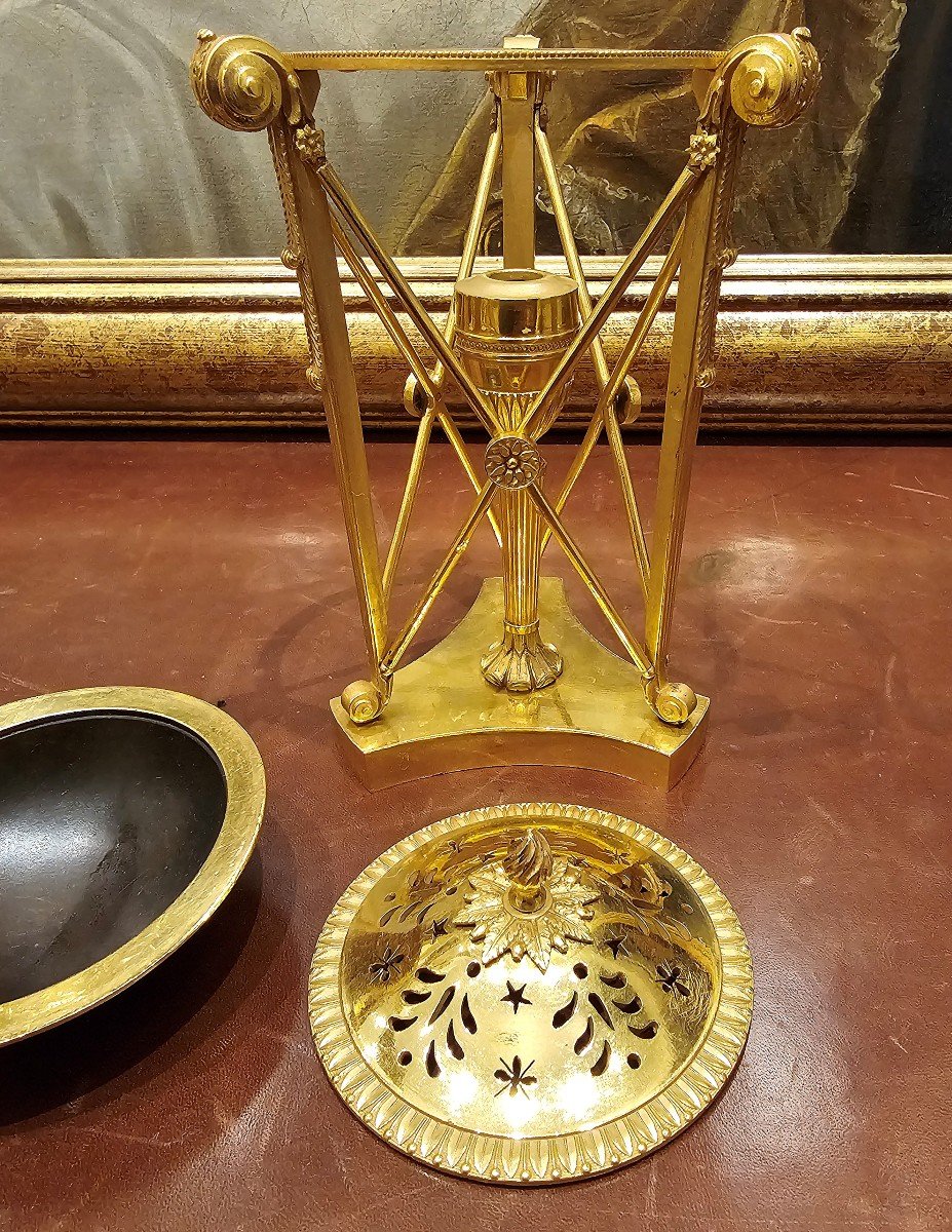 Potpourri Empire Perfume Brule Circa 1820 Fire-gilt Bronze H. 17 Cm-photo-3