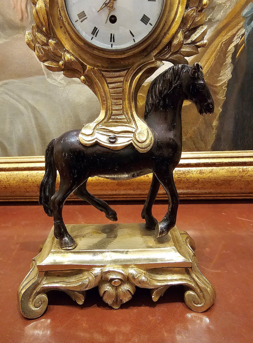 Horloge De Table Pendule Cheval Louis XVI Vers 1780   H. 27 Cm Signé Milot A Paris-photo-3