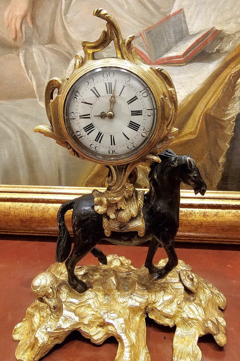 Louis XV Horse Clock Table Clock Around 1750 H. 27 Cm Rey In Geneva-photo-3