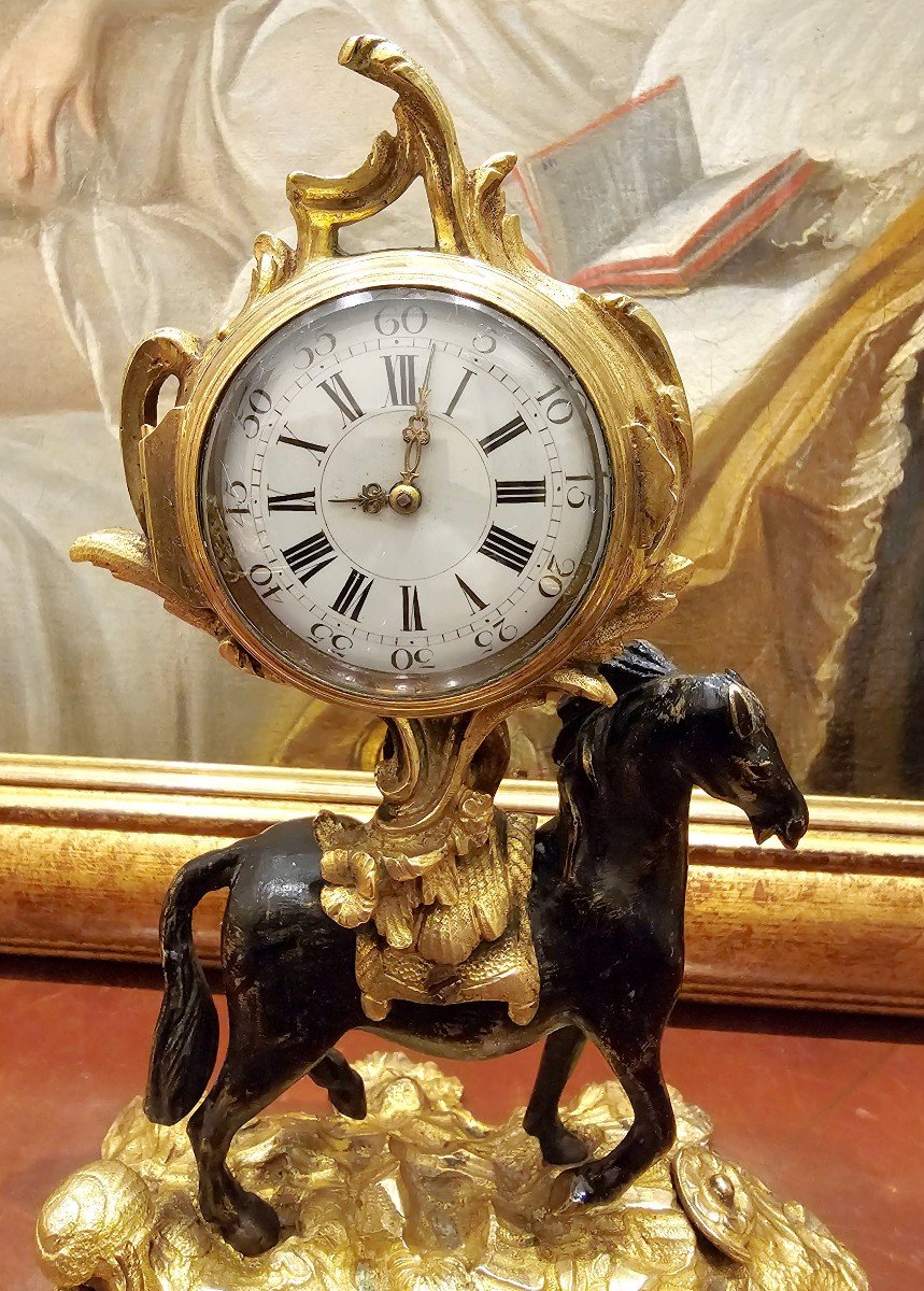 Louis XV Horse Clock Table Clock Around 1750 H. 27 Cm Rey In Geneva-photo-4
