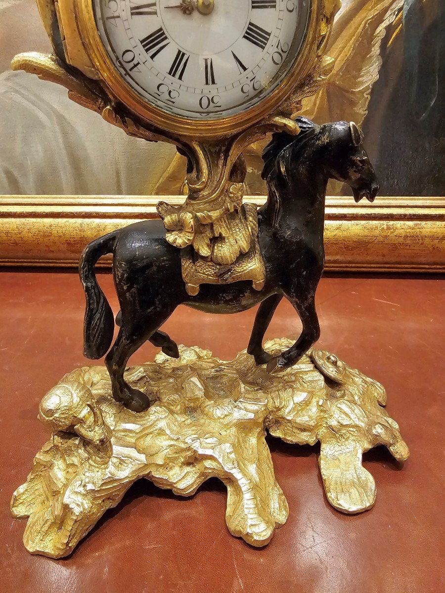 Louis XV Horse Clock Table Clock Around 1750 H. 27 Cm Rey In Geneva-photo-3