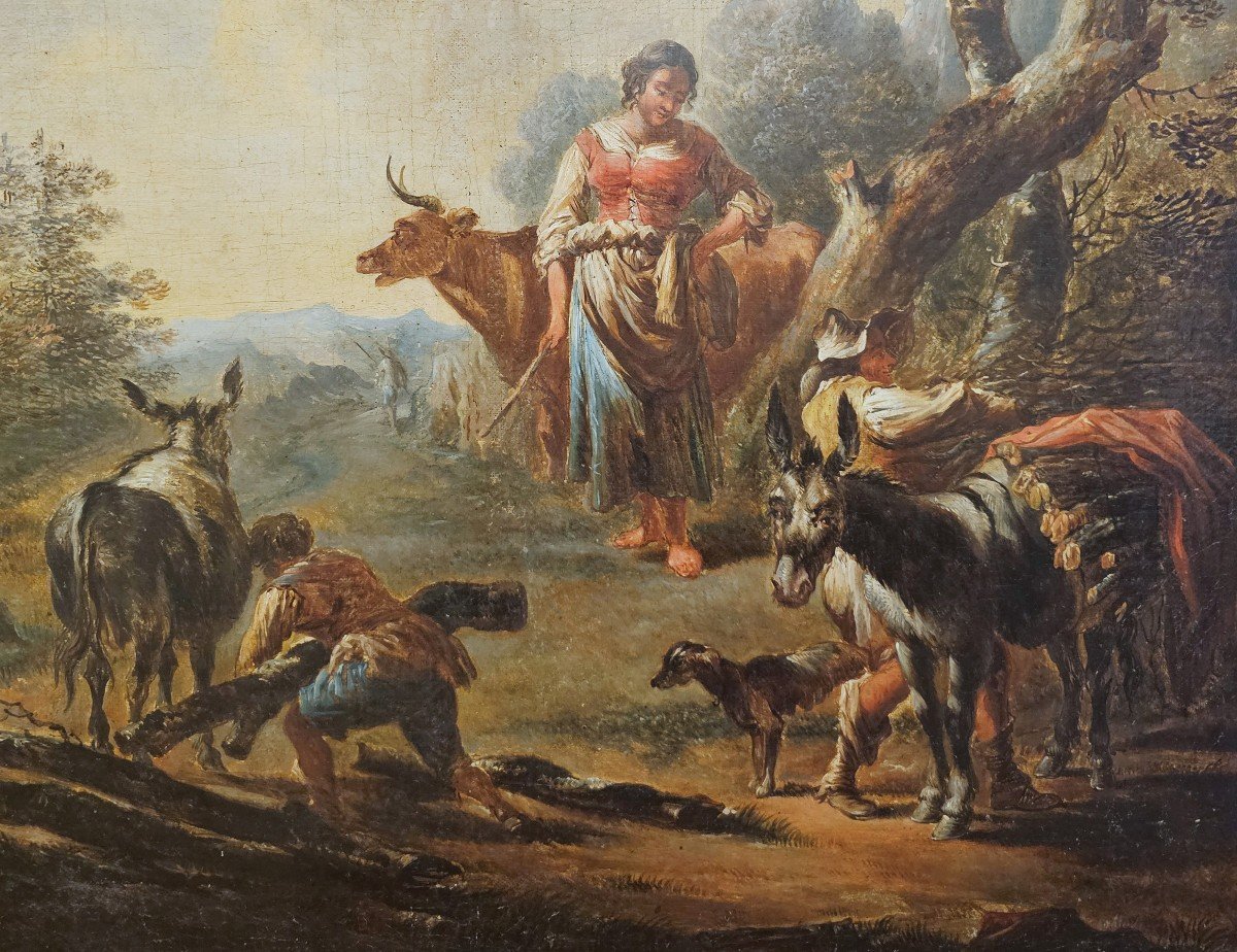 Paolo Monaldi Rome 1710-1799 Pastoral Oil On Canvas 64.5 X 78 Cm -photo-3