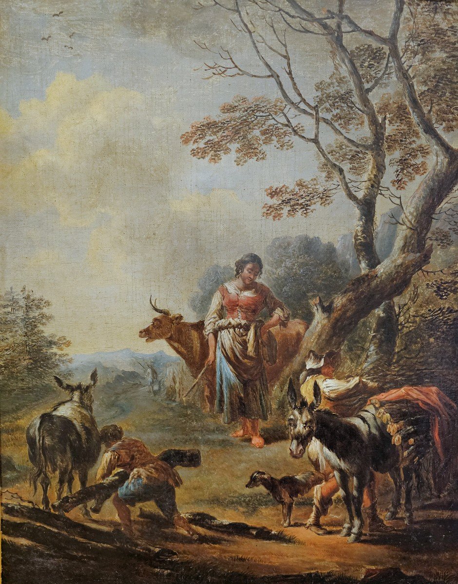 Paolo Monaldi Rome 1710-1799 Pastoral Oil On Canvas 64.5 X 78 Cm -photo-4