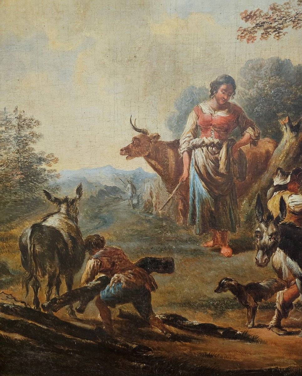 Paolo Monaldi Rome 1710-1799 Pastoral Oil On Canvas 64.5 X 78 Cm -photo-3