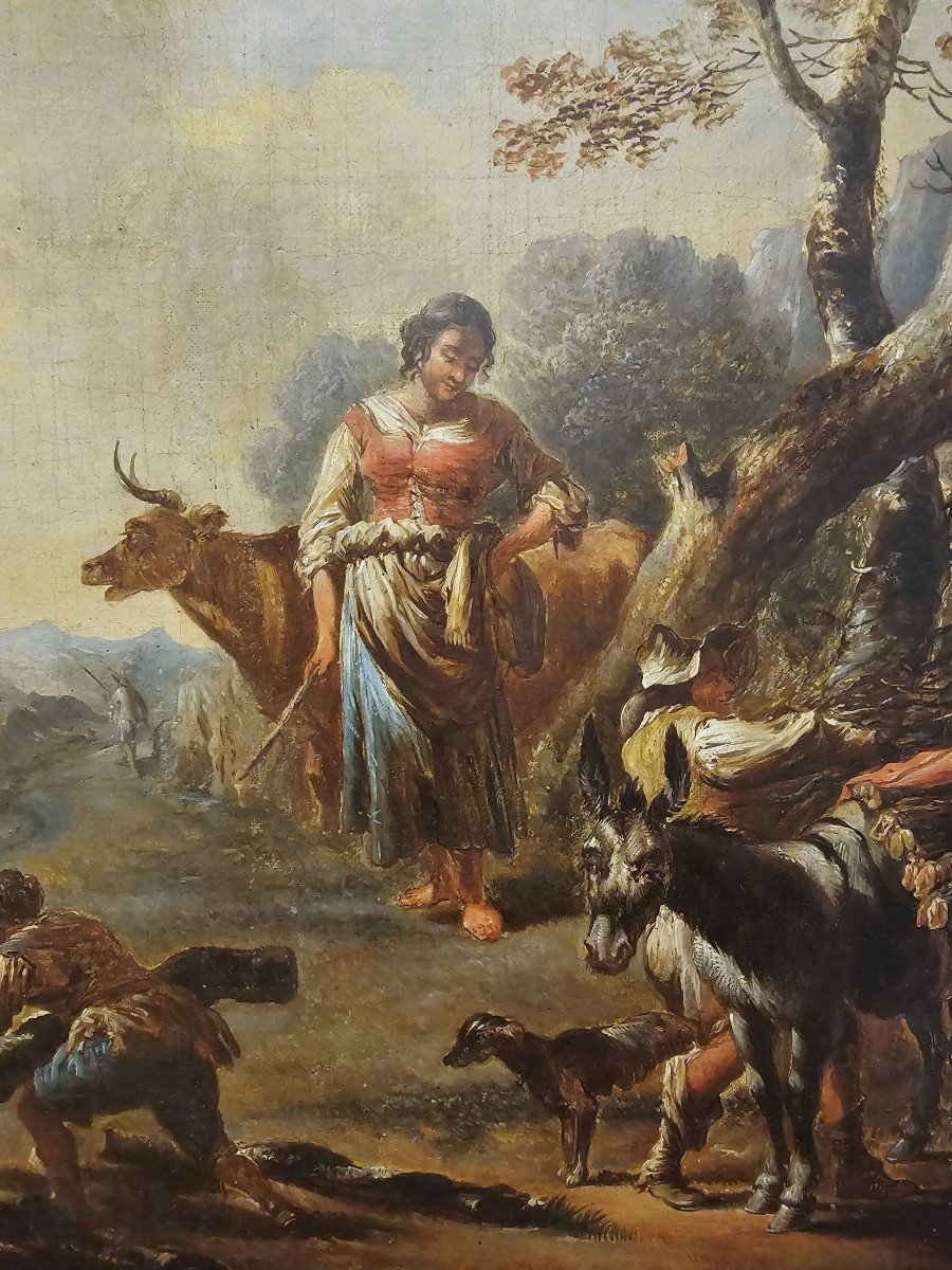 Paolo Monaldi Rome 1710-1799 Pastoral Oil On Canvas 64.5 X 78 Cm -photo-4
