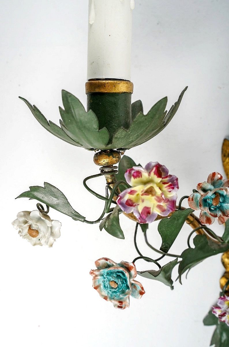 Louis XV Sconces Around 1750 Probably Italy Porcelain Capodimonte Guiseppe Gricci-photo-3