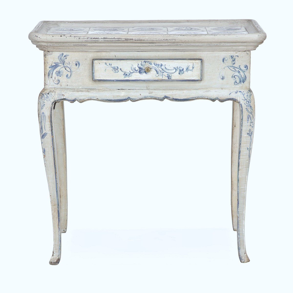 Table Danemark Rococo Louis XV 1750 Peinture Bleu-blanc Carreaux De Faïence-photo-3