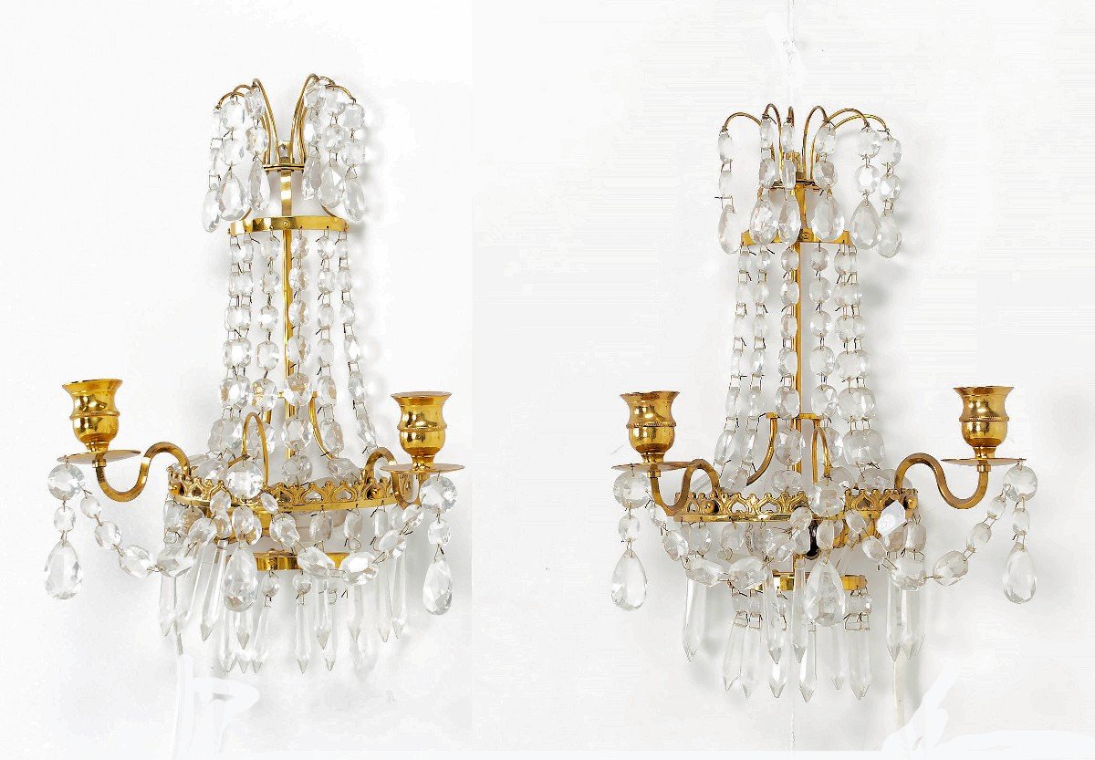 Appliques Louis XVI Suède Vers 1790  28 X 19 Cm  électrifiée