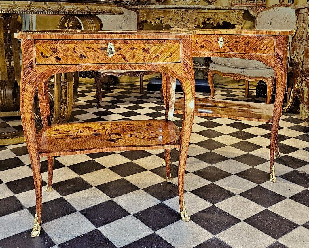 Pair Of Louis XV Living Room Tables Around 1765 Stamped Joseph - Joseph Baumhauer-photo-4