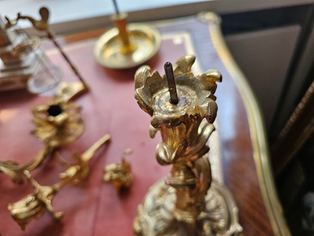 Pair Of Louis XV Candelabra Around 1760 H. 50 Cm, D. 39 Cm  -photo-5