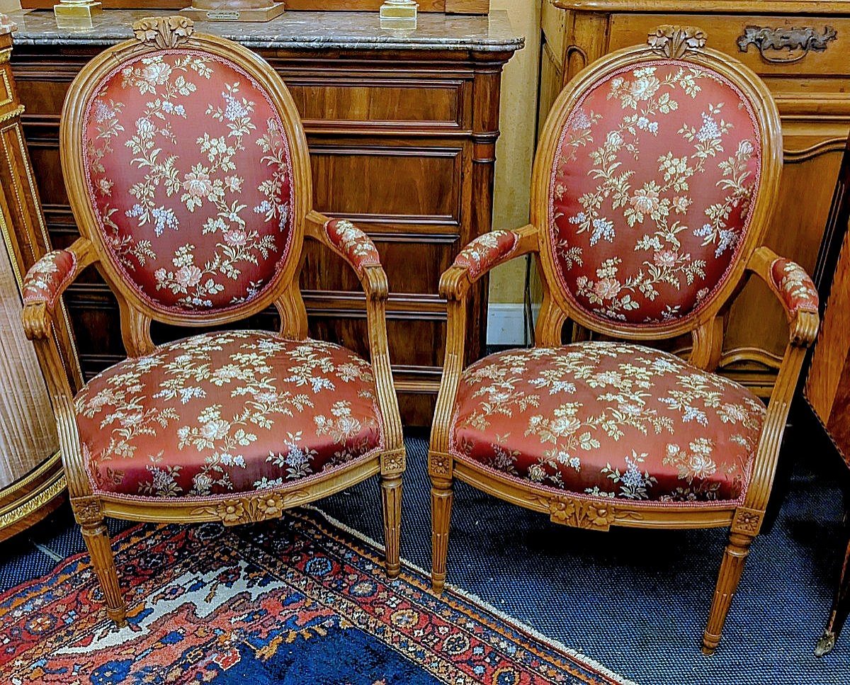 Paire Fauteuils Louis XVI vers 1780 Estampillée TILLIARD  JACQUES JEAN-BAPTISTE TILLIARD II 