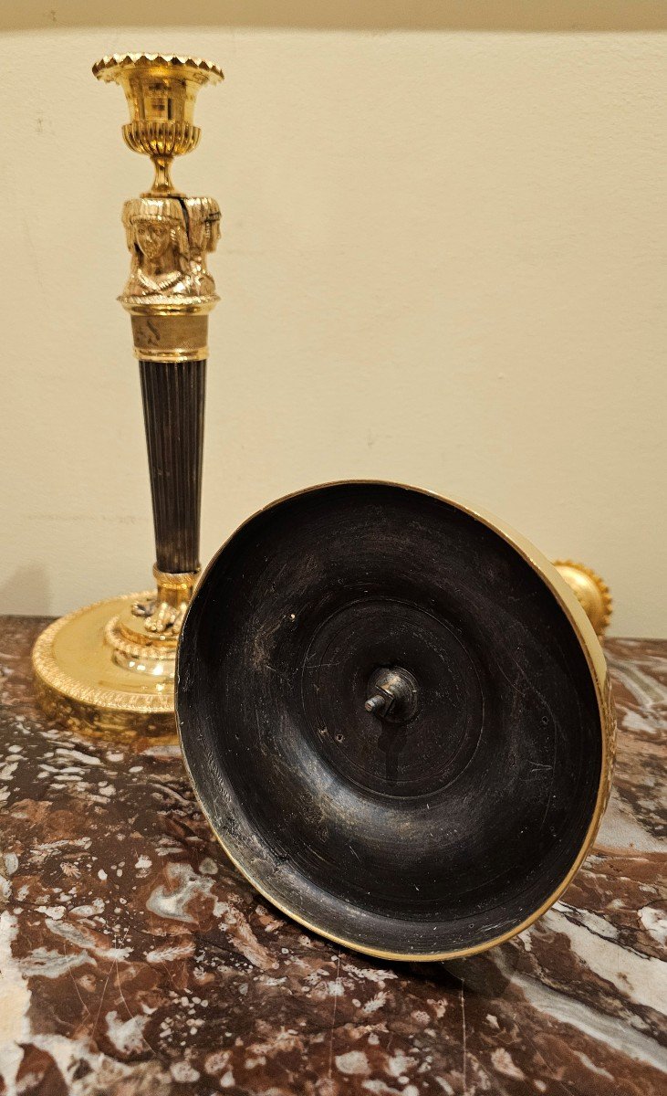 Empire Candlesticks Circa 1810 Claude Galle H. 28.5 Cm Claude Galle (1759-1815)-photo-3