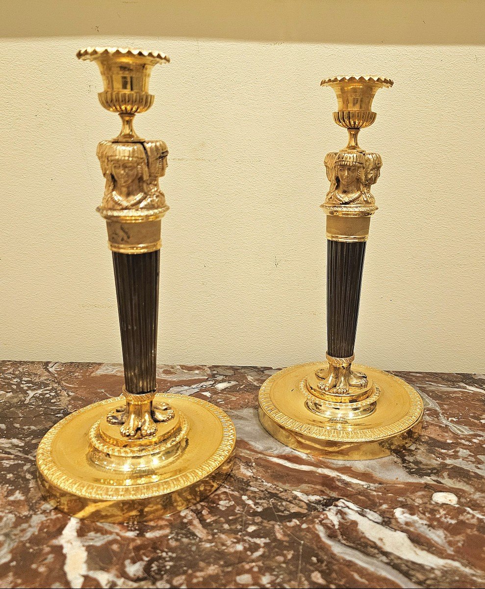 Empire Candlesticks Circa 1810 Claude Galle H. 28.5 Cm Claude Galle (1759-1815)