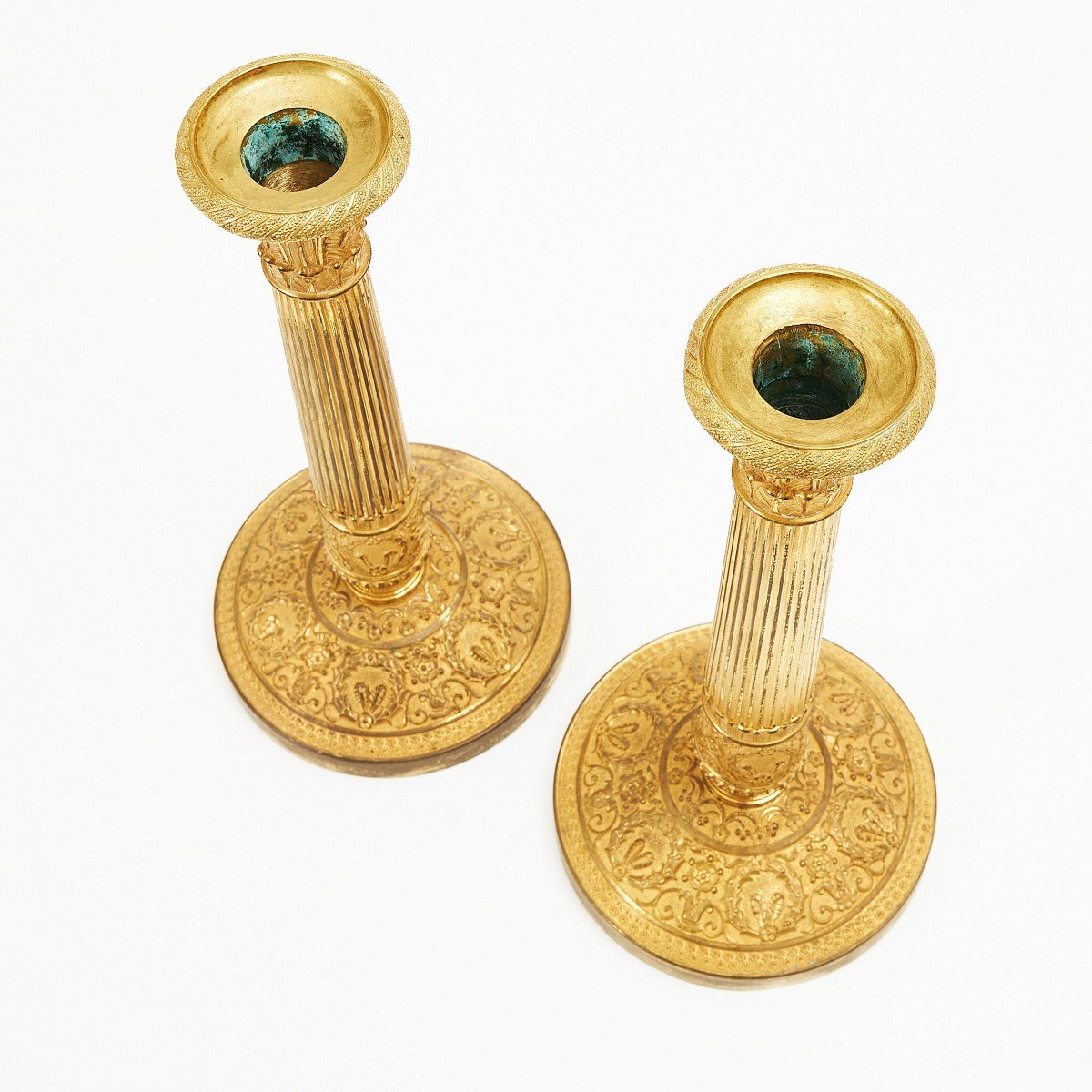 Empire Candlesticks Circa 1820 Gérard-jean Galle (1788-1846) Bronze, Fire-gilded - H. 27.5 Cm -photo-2