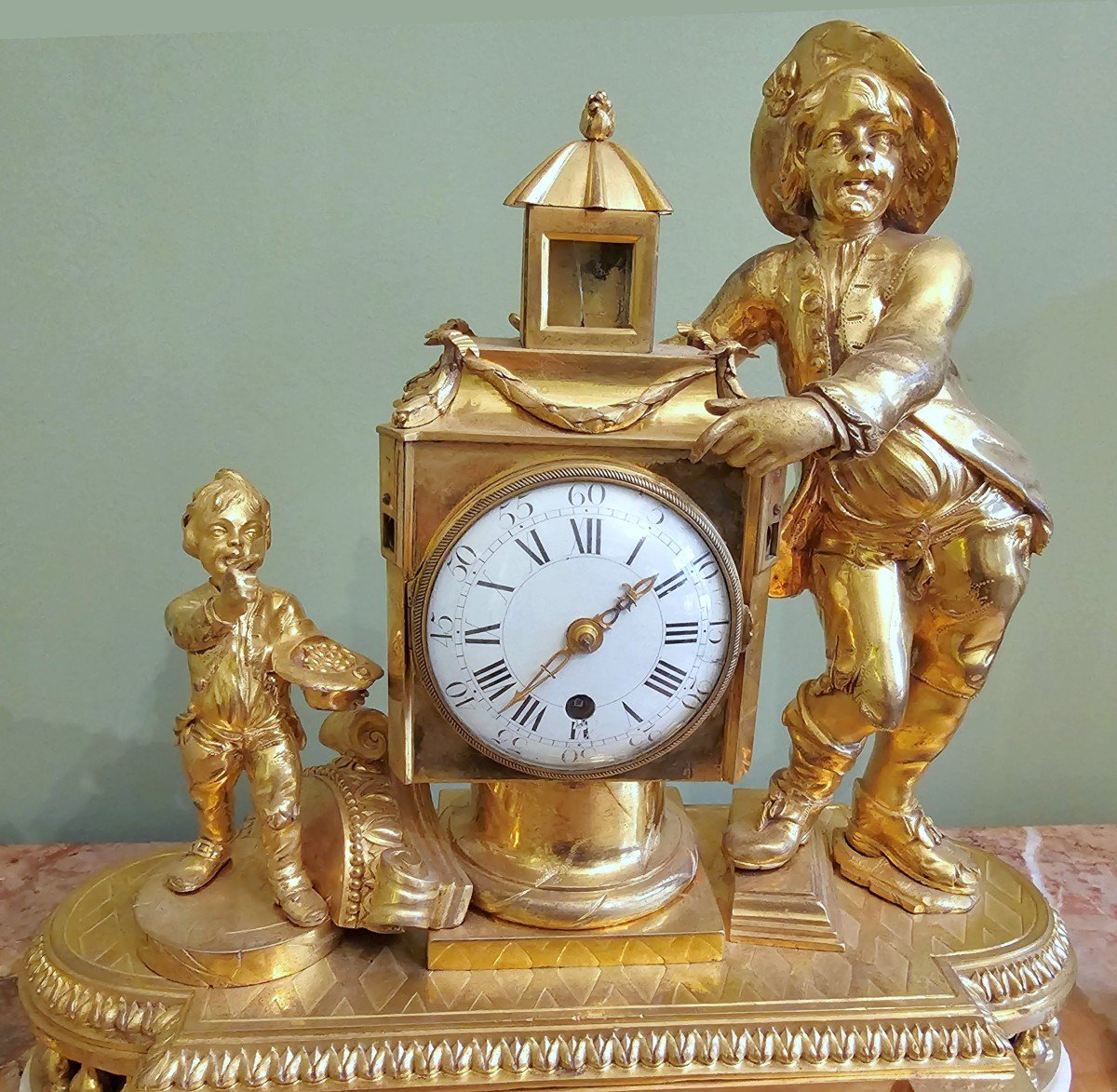 Pendule 'a Lanterne Magique Louis XVI Vers 1780. H. 38 Cm-photo-3