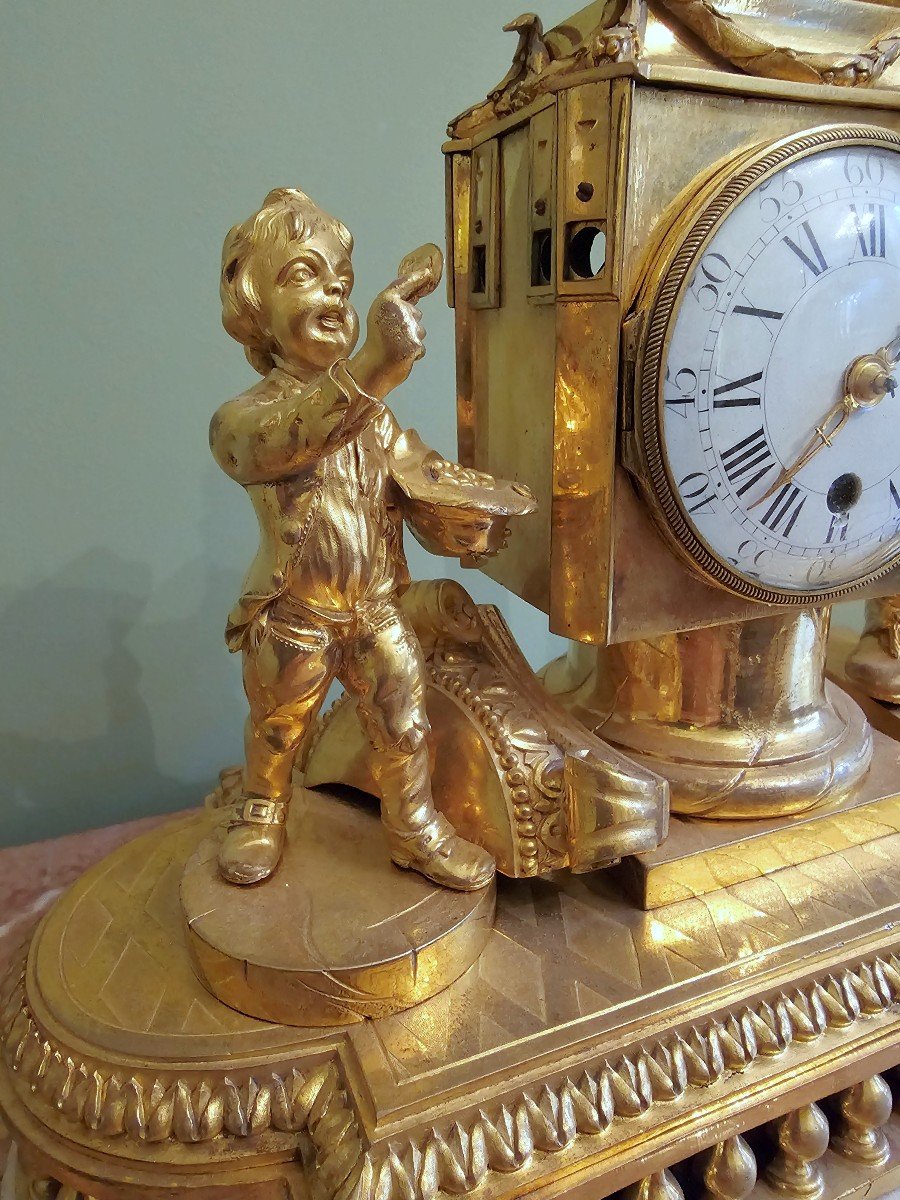 Pendule 'a Lanterne Magique Louis XVI Vers 1780. H. 38 Cm-photo-2