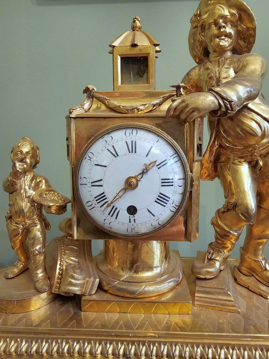 Pendule 'a Lanterne Magique Louis XVI Vers 1780. H. 38 Cm-photo-6
