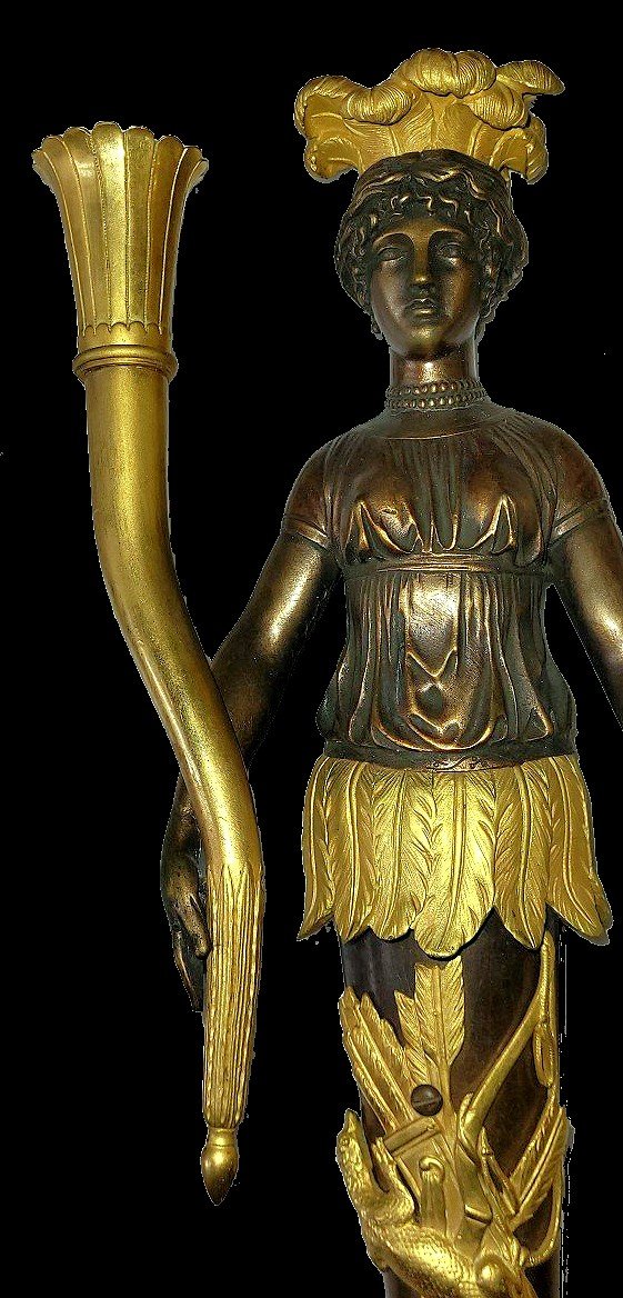 Appliques Allégorie Amérique Empire Vers 1810  H. 39 Cm, L. 13 Cm extrêmement rare et important-photo-6