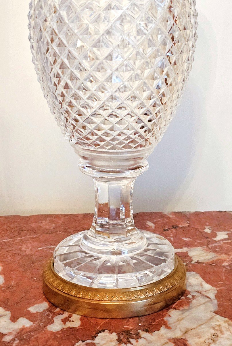Vase En Verre France Empire 19e  H. 34 Cm, D. 11,5 Cm -photo-2