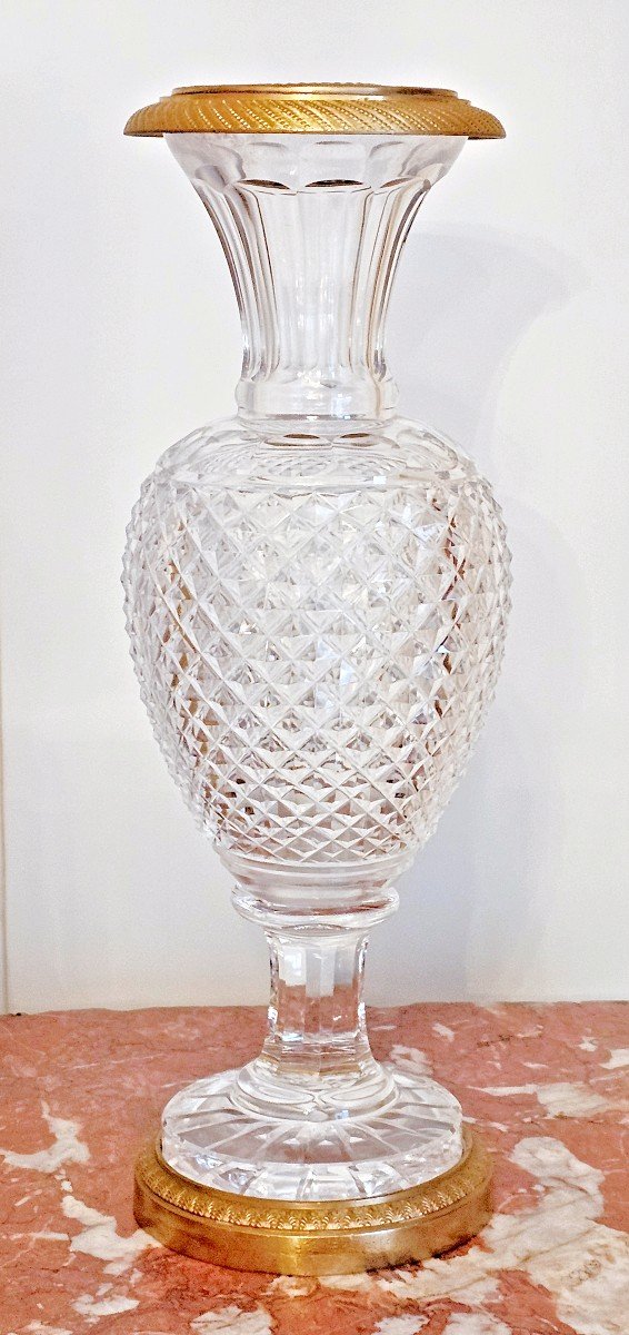 Vase En Verre France Empire 19e  H. 34 Cm, D. 11,5 Cm 