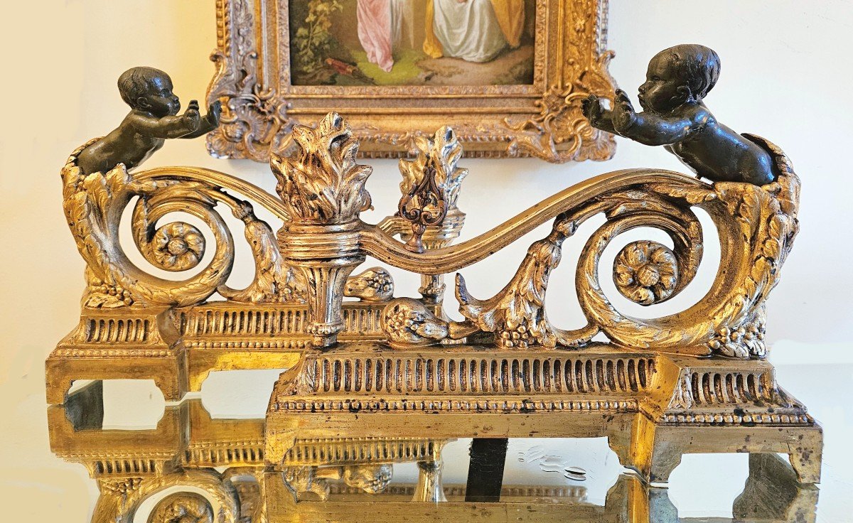 Chenets Louis XVI Vers 1790  34 Cm X 26 Cm 