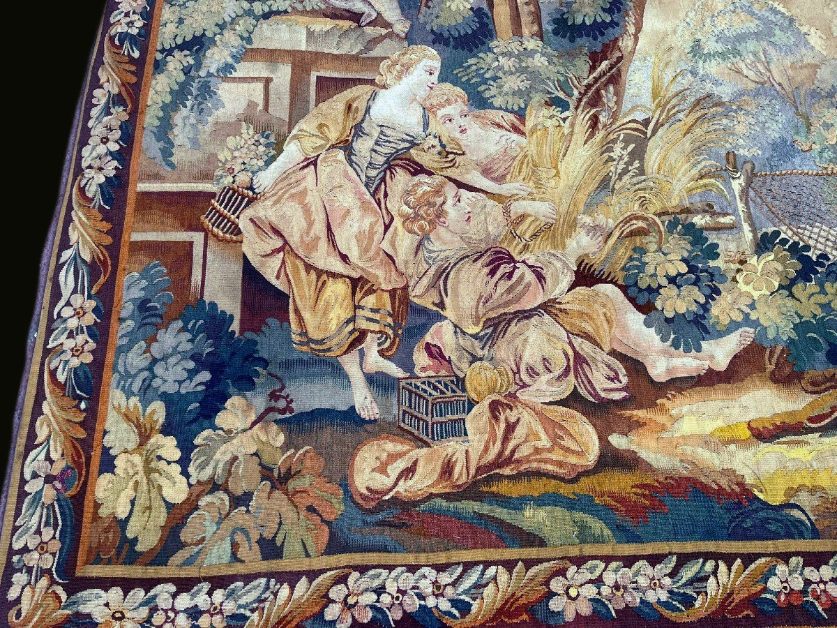 Aubusson Louis XV Tapestry 18th Century 195 X 190 Cm-photo-3