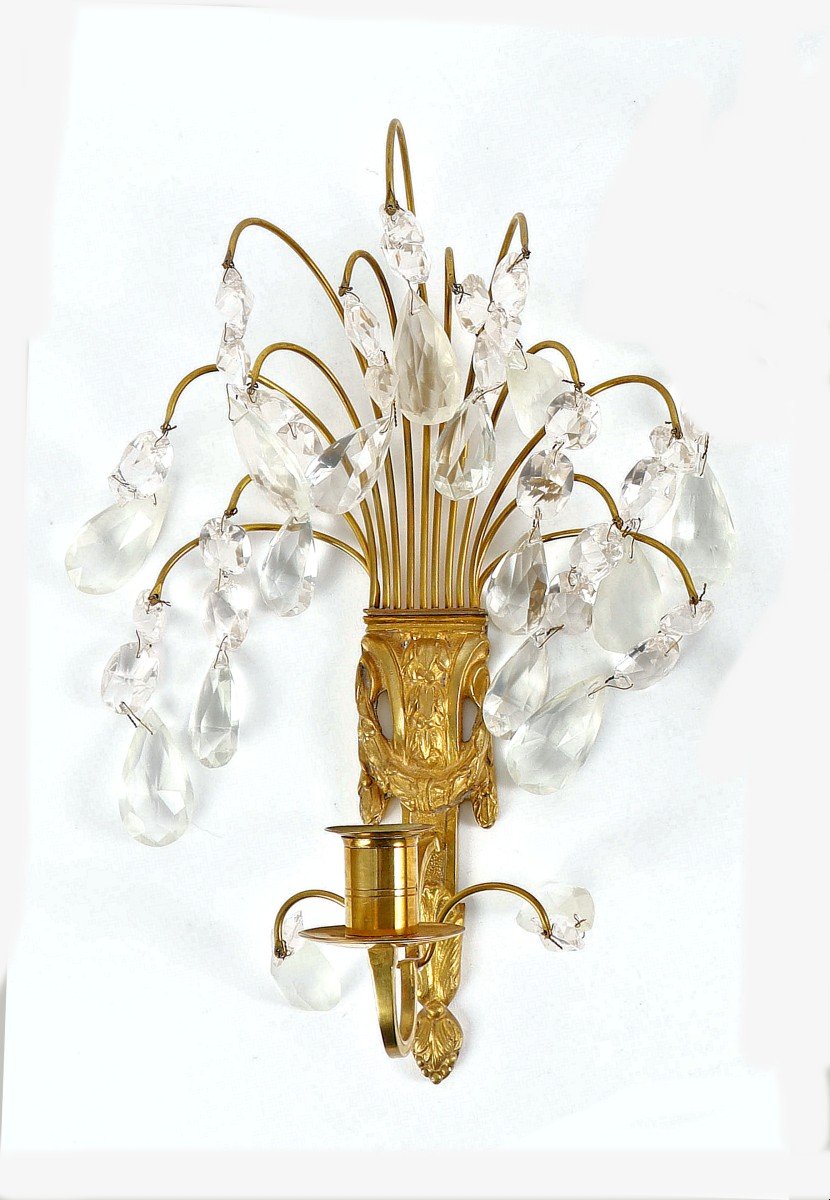 Appliques Louis XVI Suède 19ème Siècle.  H. 30 Cm, L. 20 Cm -photo-2
