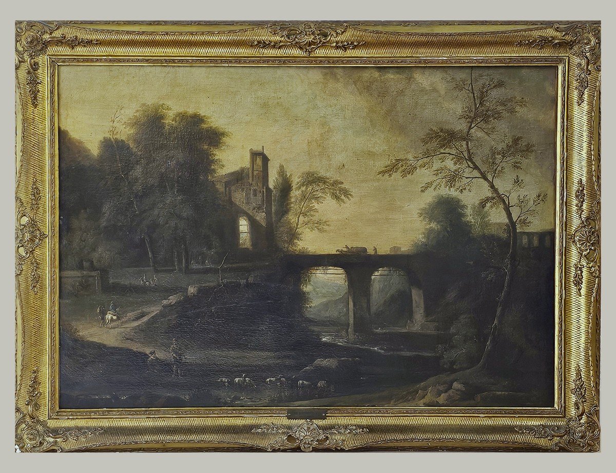 Jean-baptiste Huet I. 1745-1811 River Landscape With Figures Oil On Canvas-photo-4