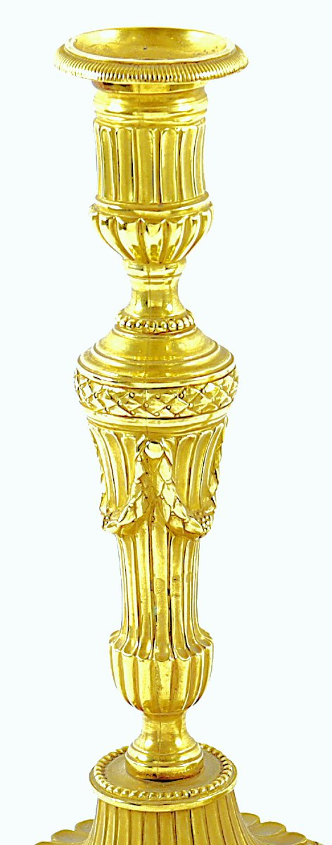 Pair Of Louis XVI Candlesticks Circa 1790 H. 27.5 Cm  -photo-1