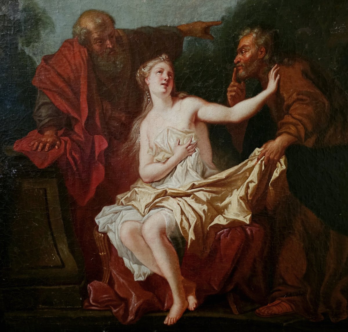 Louis De Silvestre (1675 -1760) Suzanne And The Two Old Men - Expertise Francois Marandet-photo-4