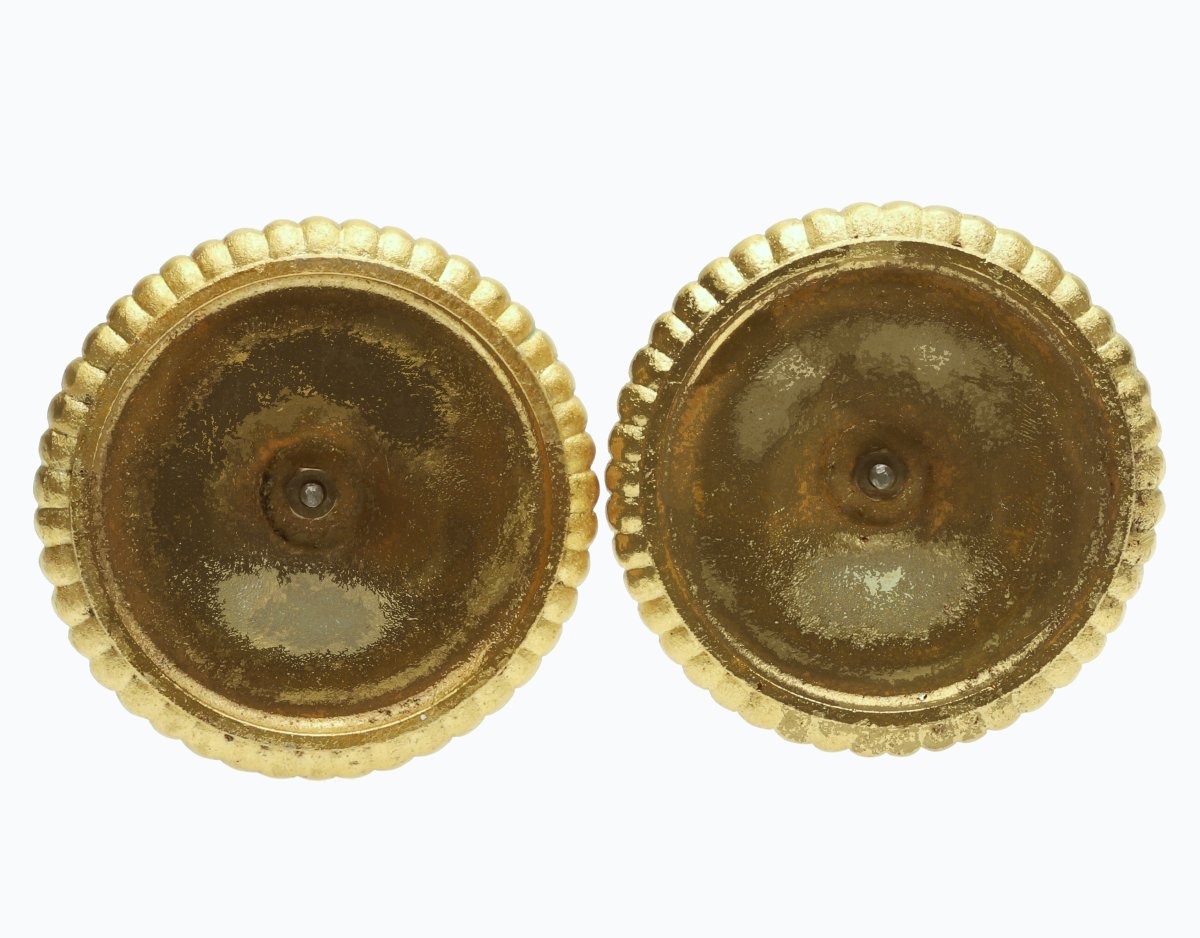 Candlesticks With Dancing Satyrs Empire Circa 1810 H. 17 Cm, D. 11 Cm -photo-2