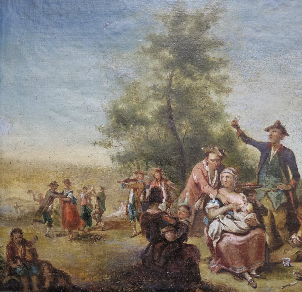 Johann Conrad Seekatz 1719 Grünstadt - 1768 Darmstadt La fête de l'abattage  Signé et daté 1736-photo-3