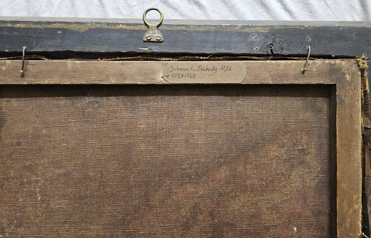 Johann Conrad Seekatz 1719 Grünstadt - 1768 Darmstadt La fête de l'abattage  Signé et daté 1736-photo-2