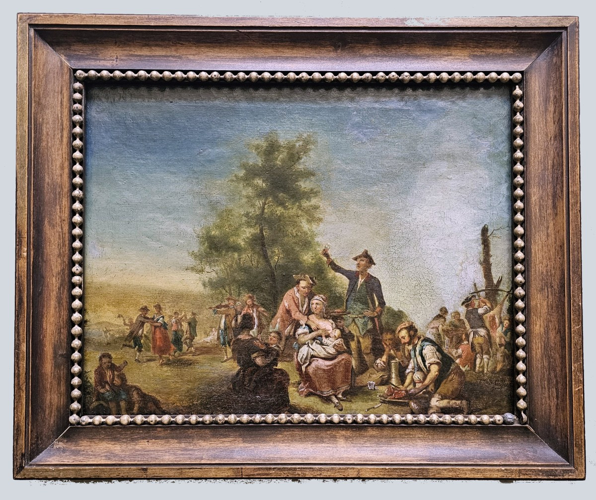 Johann Conrad Seekatz 1719 Grünstadt - 1768 Darmstadt La fête de l'abattage  Signé et daté 1736