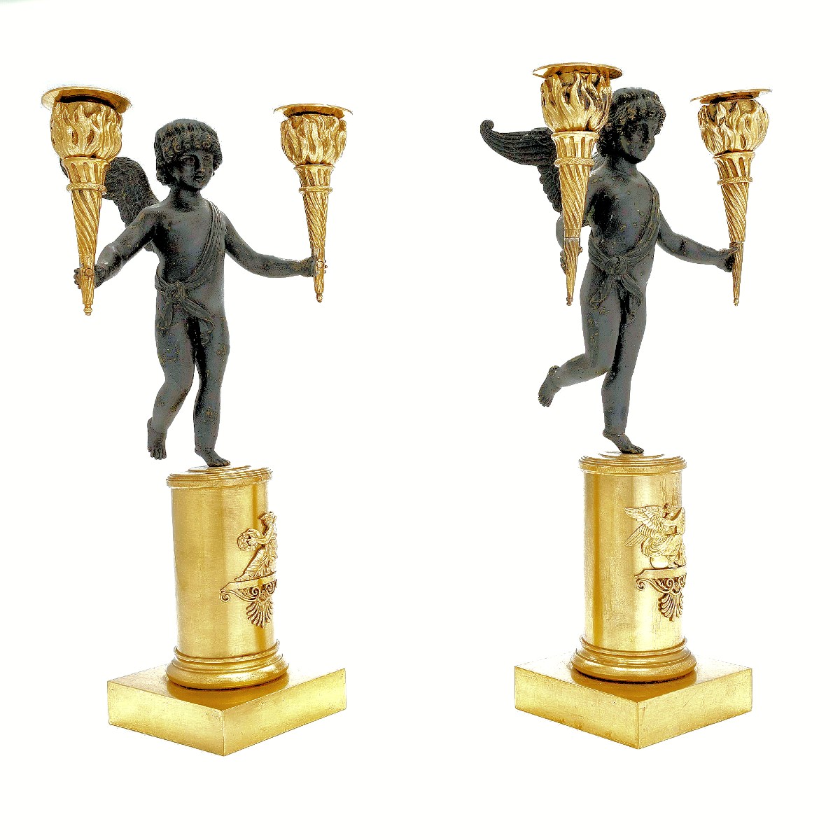Pair Of Empire Candelabras Circa 1810 H. 35 Cm 