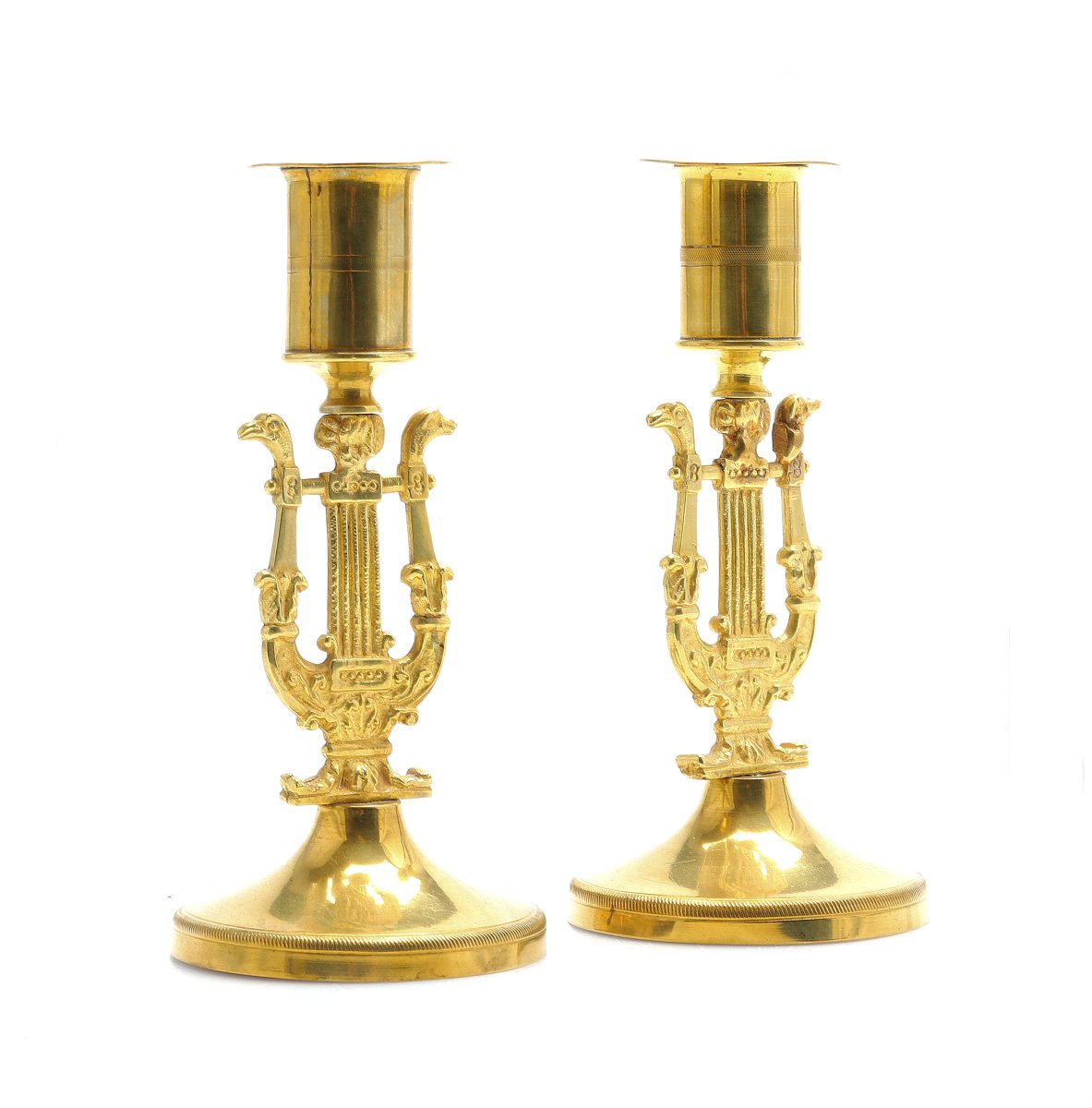 Pair Of Empire Candlesticks Circa 1810 H. 15.5 Cm -photo-4