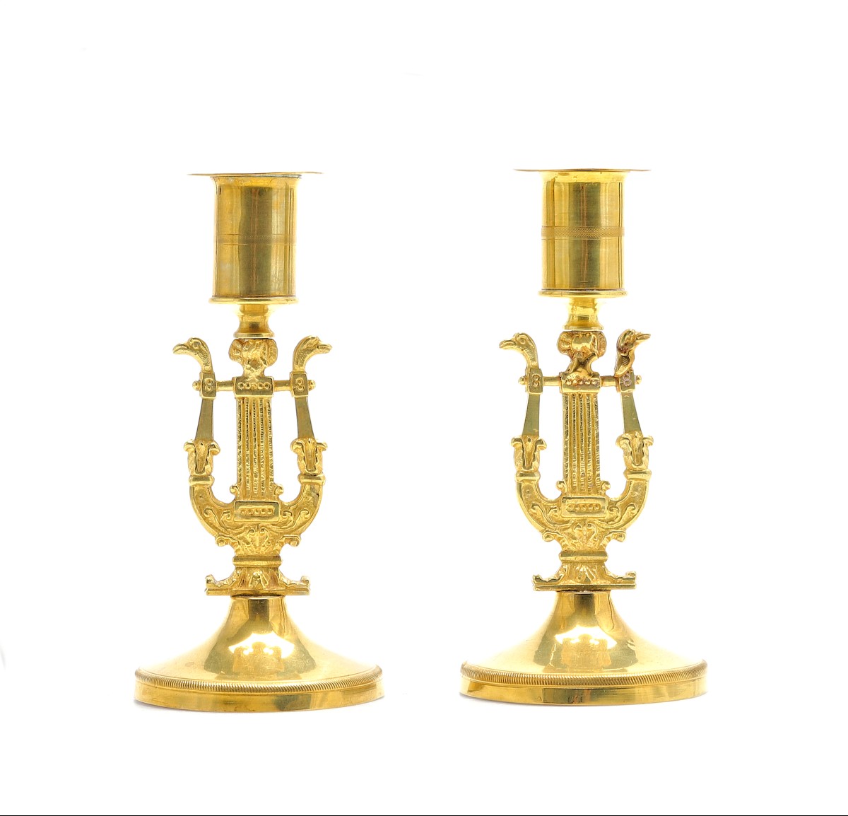 Pair Of Empire Candlesticks Circa 1810 H. 15.5 Cm 