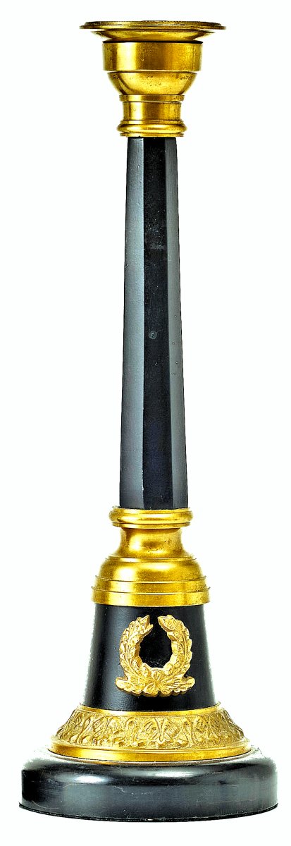 Pair Of Empire Candlesticks Circa 1820 H. 31 Cm -photo-3
