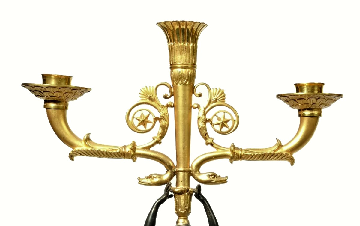 Pair Of Empire Caryatid Candelabras Circa 1820 H. 49 Cm, W. 28.5 Cm -photo-3