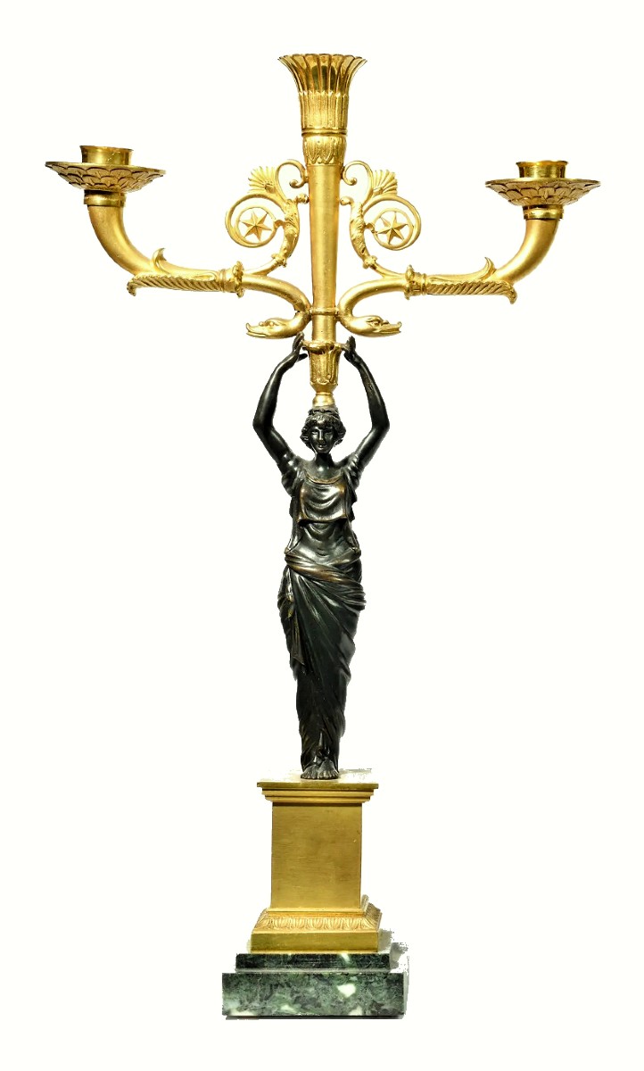 Pair Of Empire Caryatid Candelabras Circa 1820 H. 49 Cm, W. 28.5 Cm -photo-4