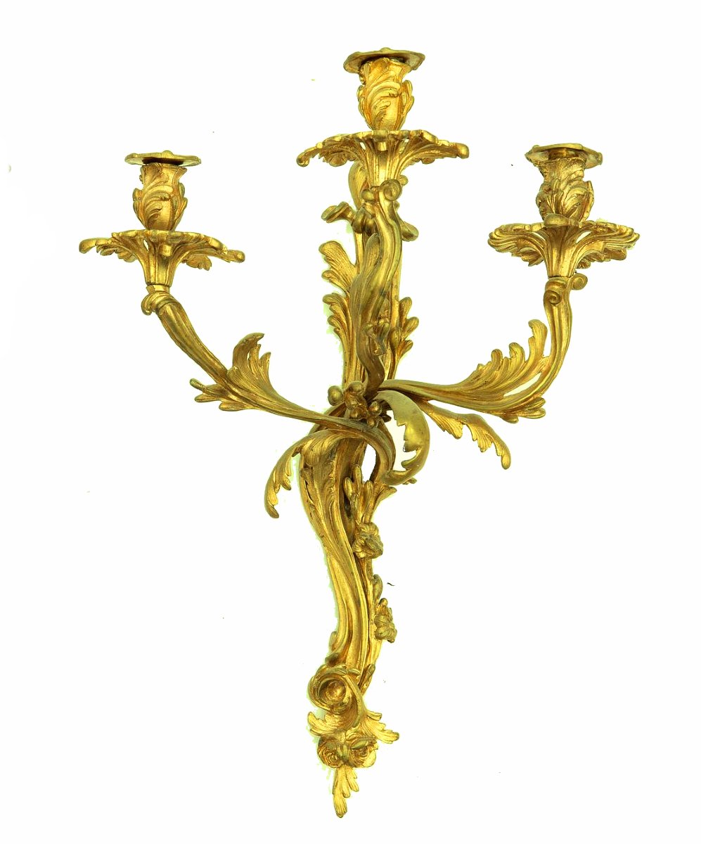 Pair Of Louis XV Wall Lights, 19th Century. H. 60 Cm (!!!)-photo-2