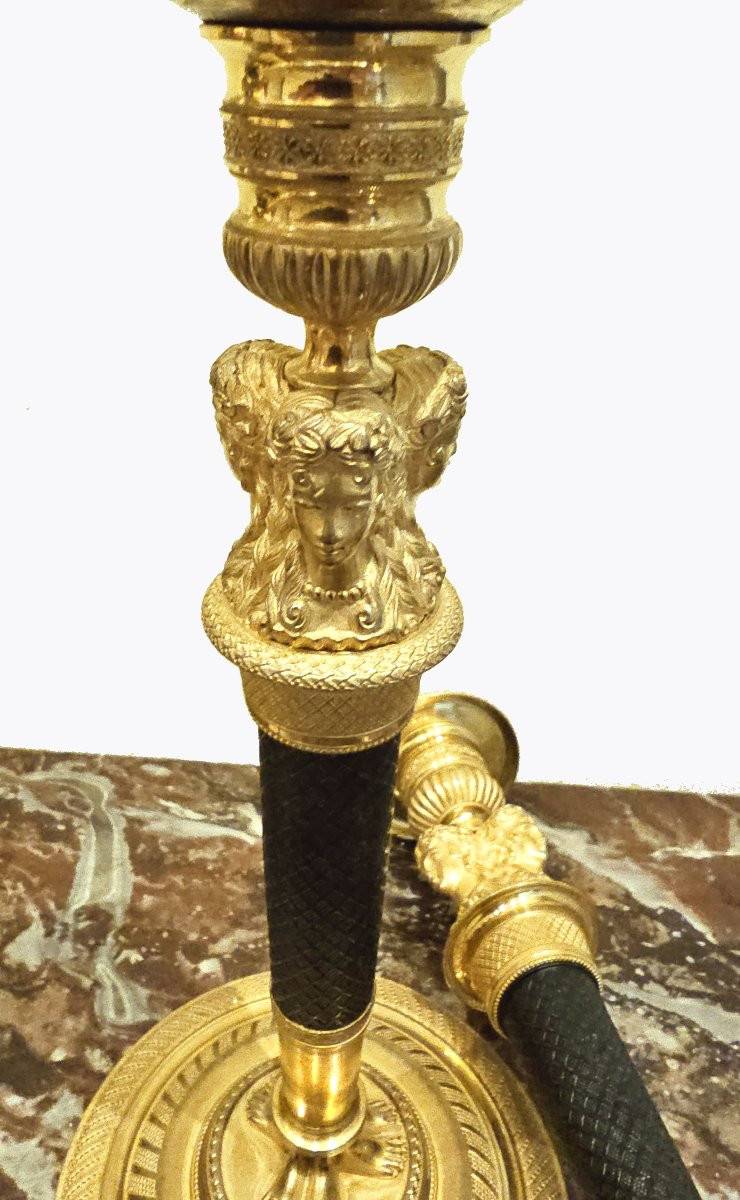 Pair Of Empire Candlesticks Circa 1810 Claude Galle H. 26.5 Cm Claude Galle (1759-1815) -photo-1