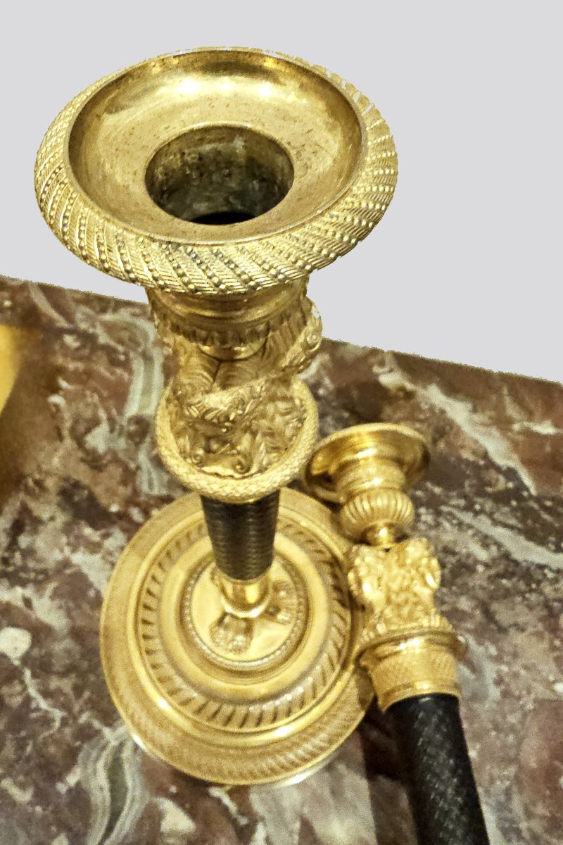 Pair Of Empire Candlesticks Circa 1810 Claude Galle H. 26.5 Cm Claude Galle (1759-1815) -photo-2