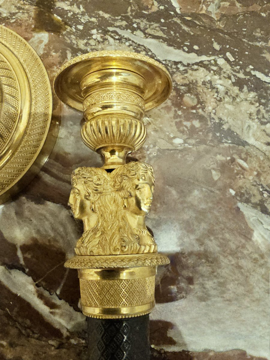 Pair Of Empire Candlesticks Circa 1810 Claude Galle H. 26.5 Cm Claude Galle (1759-1815) -photo-3