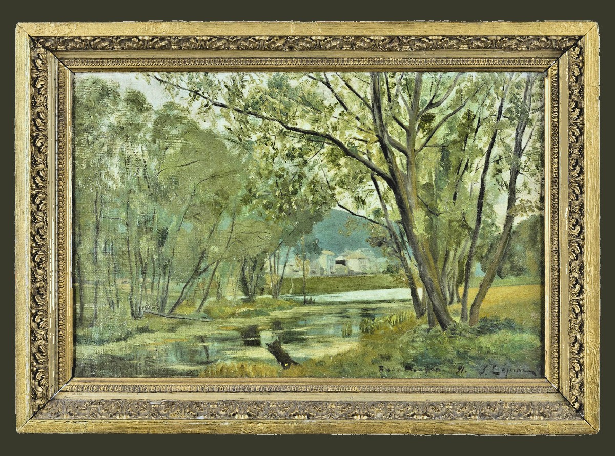 STANISLAS LEPINE 1835 - 1892   BOIS À MOUDON, 1891 - Expertise : René Millet, Paris.