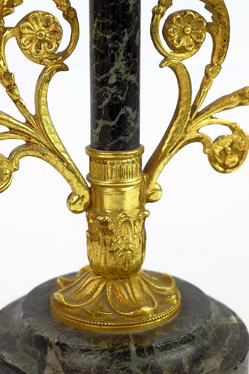 Bougeoirs Candelabres Empire vers 1800  H. 27 cm, L. 19 cm -photo-3