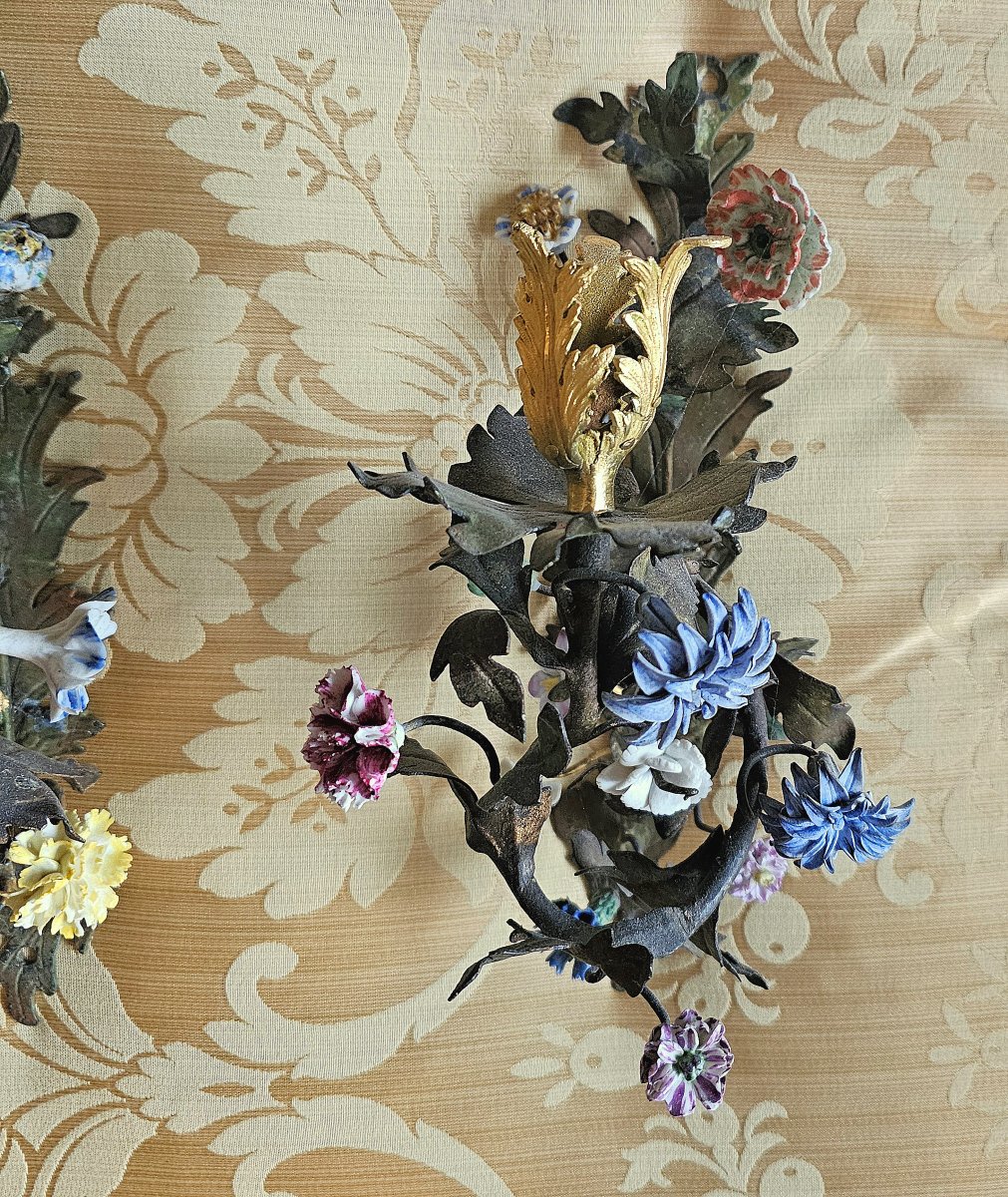 Pair Appliques With Flowers In Vincennes Louis XV Porcelain Circa 1750-photo-4